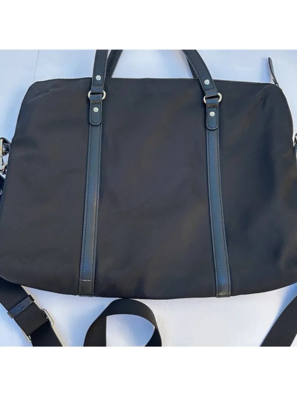 Kate Spade New York Black Laptop Bag Leather Trim Nylon Travel Business Resort